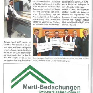 Gemeindezeitung Kirchdorf Dachdeckermeister Betriebswirt Andreas Mertl 